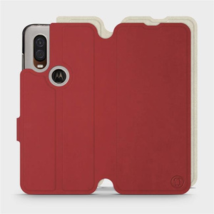 Phone Case Motorola One Vision - Design Dark Red with Platinum