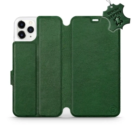 Etui ze skóry naturalnej do Apple iPhone 11 Pro Max - wzór Green Leather