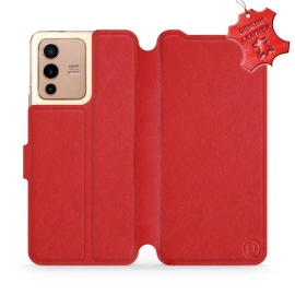 Phone Case Vivo V23 5G - Design Red Leather