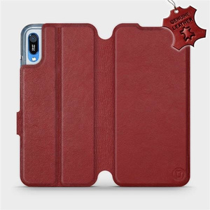 Phone Case Huawei Y6 2019 - Design Dark Red Leather