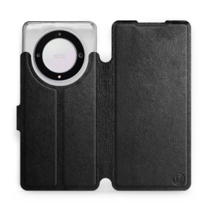 Etui ze skóry naturalnej do Huawei Honor Magic5 Lite 5G - wzór Black Leather