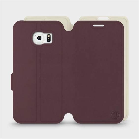 Hülle für Samsung Galaxy S6 Edge - Farbe Burgund mit Platin
