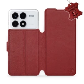 Phone Case Xiaomi POCO F6 Pro - Design Dark Red Leather