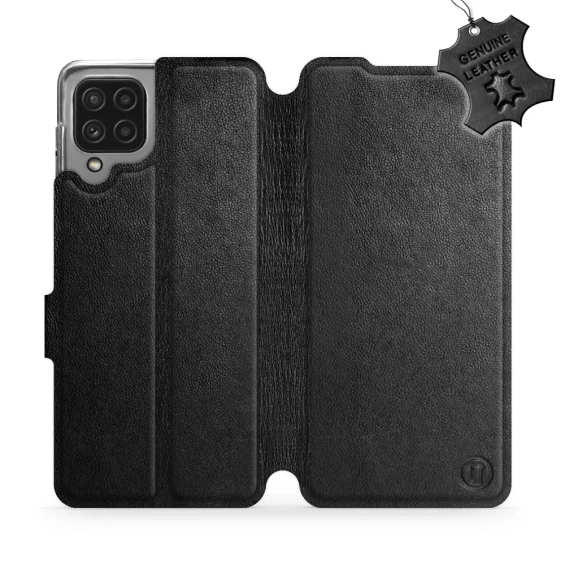 Etui ze skóry naturalnej do Samsung Galaxy M22 - wzór Black Leather