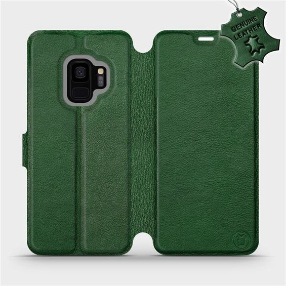 Etui ze skóry naturalnej do Samsung Galaxy S9 - wzór Green Leather