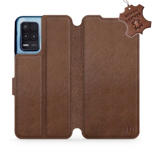 Etui ze skóry naturalnej do Realme 8 5G - wzór Brown Leather