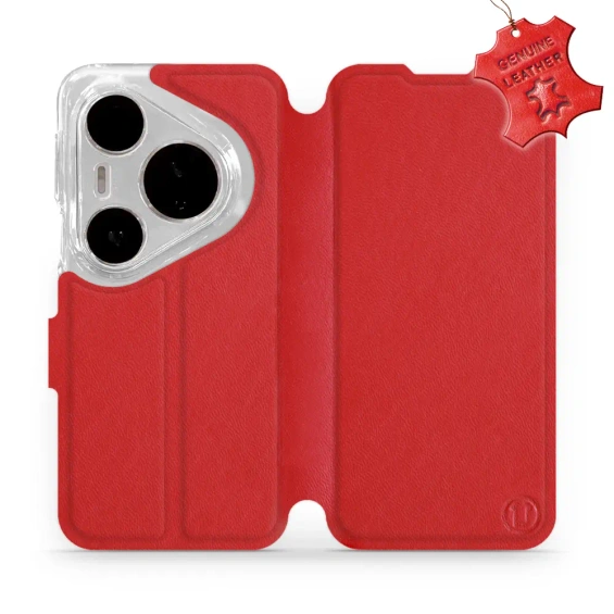 Etui ze skóry naturalnej do Huawei Pura 80 Pro - wzór Red Leather