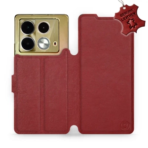 Etui ze skóry naturalnej do Infinix Note 40 - wzór Dark Red Leather