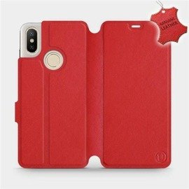 Etui ze skóry naturalnej do Xiaomi Mi A2 - wzór Red Leather