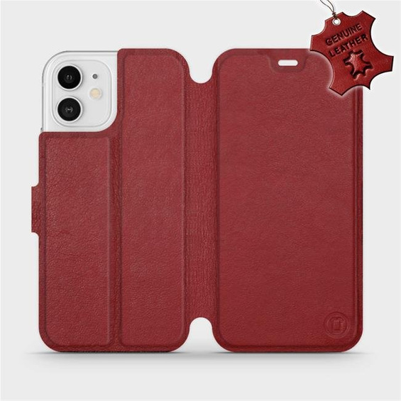 Phone Case Apple iPhone 12 - Design Dark Red Leather