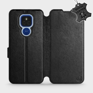 Phone Case Motorola Moto E7 Plus - Design Black Leather