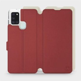Phone Case Samsung Galaxy A21S - Design Dark Red with Platinum