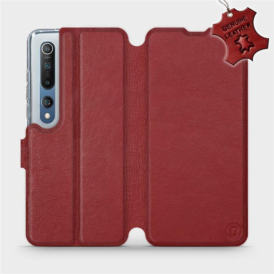 Phone Case Xiaomi Mi 10 - Design Dark Red Leather