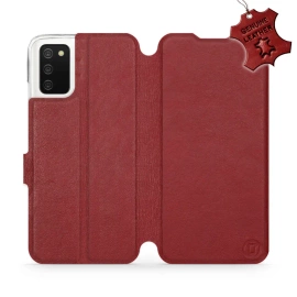 Phone Case Samsung Galaxy A03S - Design Dark Red Leather