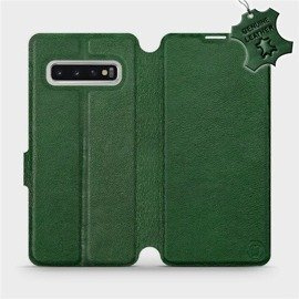Etui ze skóry naturalnej do Samsung Galaxy S10 - wzór Green Leather