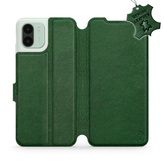 Etui ze skóry naturalnej do Xiaomi Redmi A2 Plus - wzór Green Leather