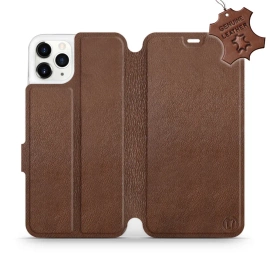 Etui ze skóry naturalnej do Apple iPhone 11 Pro Max - wzór Brown Leather
