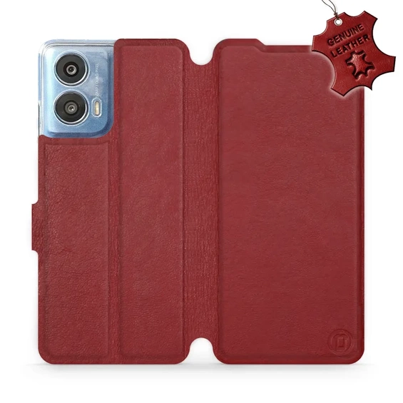 Phone Case Motorola Moto G24 Power - Design Dark Red Leather