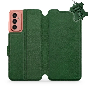 Etui ze skóry naturalnej do Samsung Galaxy M13 - wzór Green Leather