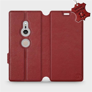 Phone Case Sony Xperia XZ2 - Design Dark Red Leather