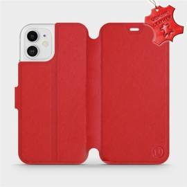Etui ze skóry naturalnej do Apple iPhone 12 - wzór Red Leather