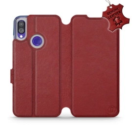 Phone Case Xiaomi Redmi Note 7 - Design Dark Red Leather