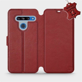 Etui ze skóry naturalnej do LG G8s ThinQ - wzór Dark Red Leather