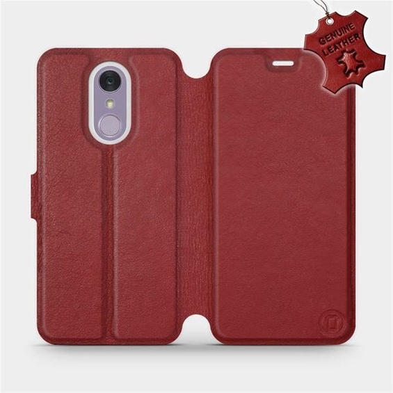 Phone Case LG Q7 - Design Dark Red Leather