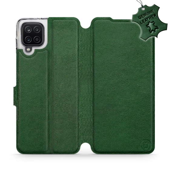Etui ze skóry naturalnej do Samsung Galaxy A12 - wzór Green Leather