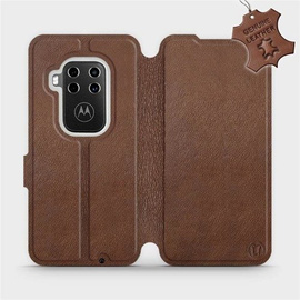 Etui ze skóry naturalnej do Motorola One Zoom - wzór Brown Leather