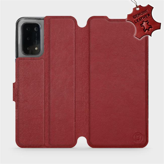 Phone Case OPPO A74 5G - Design Dark Red Leather