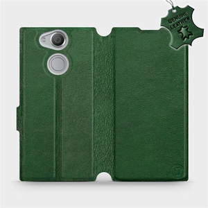 Etui ze skóry naturalnej do Sony Xperia XA2 - wzór Green Leather