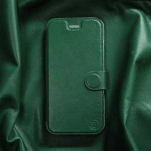 Etui ze skóry naturalnej do Xiaomi Redmi 9C - wzór Green Leather
