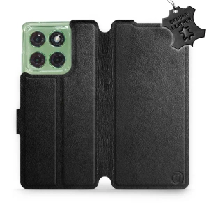 Etui ze skóry naturalnej do Motorola Edge 60 - wzór Black Leather