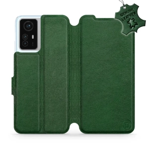 Etui ze skóry naturalnej do Xiaomi Redmi Note 12S - wzór Green Leather