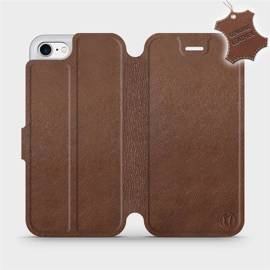 Etui ze skóry naturalnej do Apple iPhone SE 2022 - wzór Brown Leather