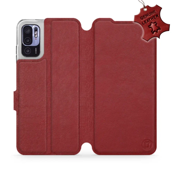 Phone Case Xiaomi Redmi Note 10 5G - Design Dark Red Leather