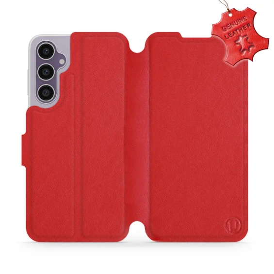 Etui ze skóry naturalnej do Samsung Galaxy S23 FE - wzór Red Leather
