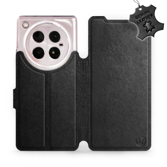 Etui ze skóry naturalnej do Infinix ZERO 40 5G - wzór Black Leather
