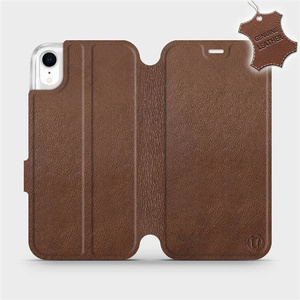 Etui ze skóry naturalnej do Apple iPhone XR - wzór Brown Leather
