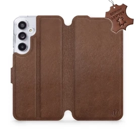 Etui ze skóry naturalnej do Samsung Galaxy A55 5G - wzór Brown Leather
