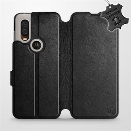 Hülle für Motorola One Vision - Farbe Black Leather