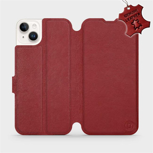 Phone Case Apple iPhone 14 Plus - Design Dark Red Leather