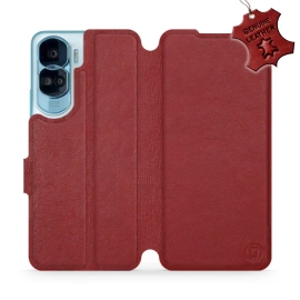 Phone Case Huawei Honor 90 Lite - Design Dark Red Leather