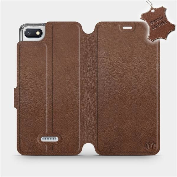 Etui ze skóry naturalnej do Xiaomi Redmi 6A - wzór Brown Leather