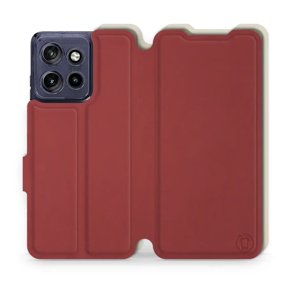 Hülle für Motorola Edge 50 Neo - Farbe Dunkelrot mit Platin