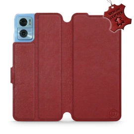 Phone Case Motorola Moto E22 - Design Dark Red Leather