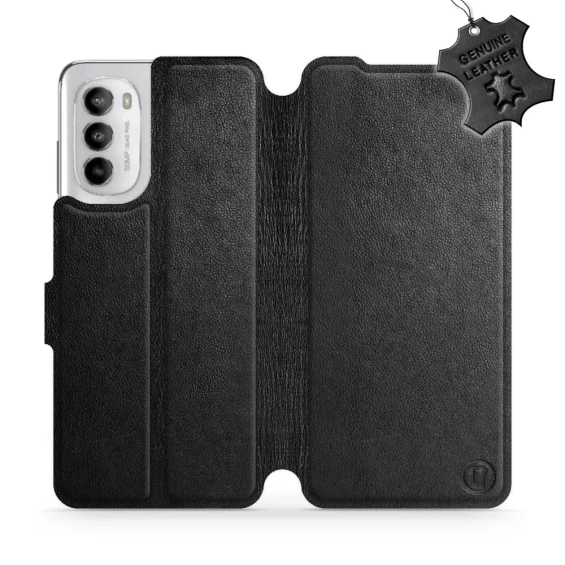 Phone Case Motorola Moto G82 5G - Design Black Leather