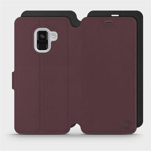 Hülle für Samsung Galaxy A8 2018 - Farbe Burgund mit Schwarz