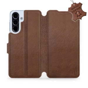Etui ze skóry naturalnej do Samsung Galaxy A56 5G - wzór Brown Leather